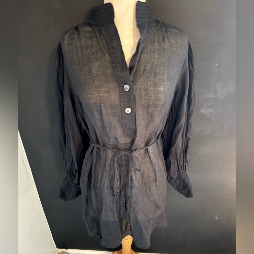 Banana Republic Black Sheer Tunic Short Dress swimsuit coverup XS